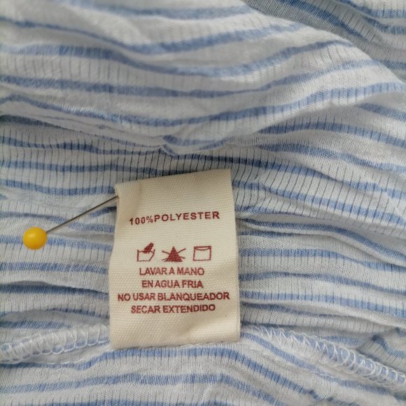 Hem & Thread Womens Blue & White Off The Shoulder Striped Blouse Top Size M - Picture 7 of 7